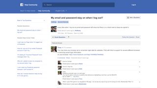 
                            1. My email and password stay on when I log out? | Facebook Help ...