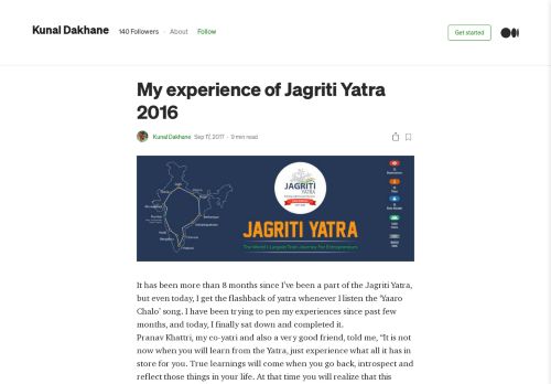 
                            4. My experience of Jagriti Yatra 2016 – Kunal Dakhane – Medium