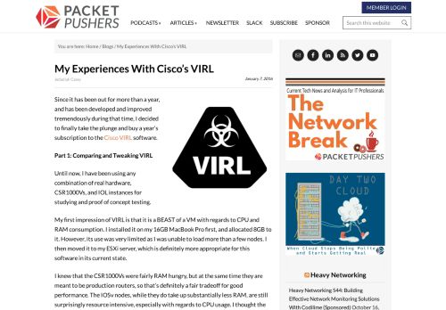 
                            13. My Experiences With Cisco's VIRL - Packet Pushers