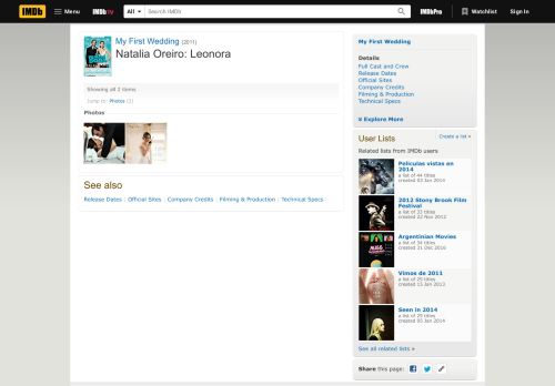 
                            13. My First Wedding (2011) - Natalia Oreiro as Leonora Campos - IMDb