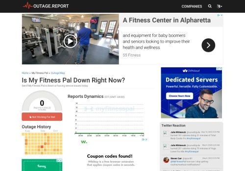 
                            11. My Fitness Pal Down? Service Status, Map, Problems History - Outage ...