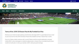 
                            8. My Football Live Terms of Use | Football Federation Australia