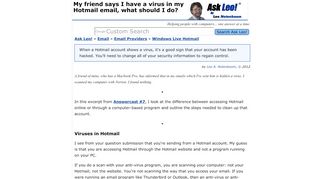 
                            4. My friend says I have a virus in my Hotmail email, what should I ...