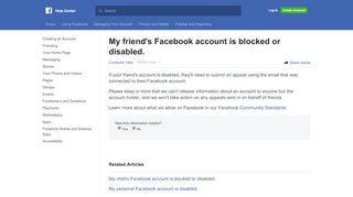 
                            4. My friend's Facebook account is blocked or disabled. | Facebook ...