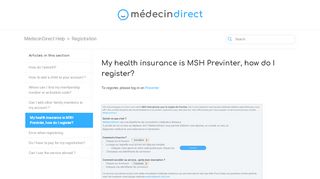 
                            12. My health insurance is MSH Previnter, how do I register ...