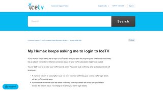 
                            9. My Humax keeps asking me to login to IceTV – Customer Support