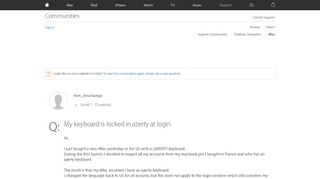 
                            8. My keyboard is locked in azerty at login - Apple Community