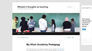 
                            12. My Khan Academy Pedagogy | Wheeler's thoughts on teaching