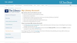 
                            11. My Library Account - UCSD Libraries