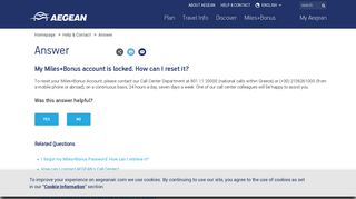 
                            6. My Miles+Bonus account is locked. How can I reset it? - Aegean Airlines