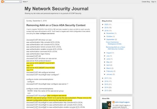 
                            10. My Network Security Journal: Removing AAA on a Cisco ASA Security ...