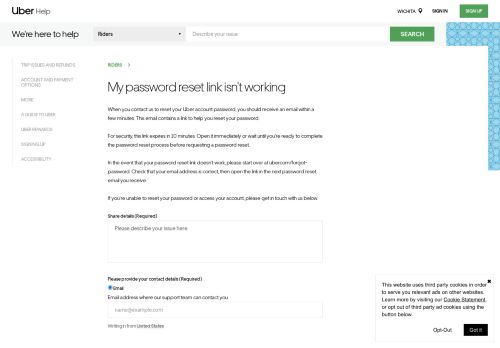 
                            4. My password reset link isn't working | Uber Rider Help