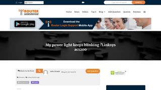 
                            5. My power light keeps blinking ?Linksys ac1200 - Router Login Support