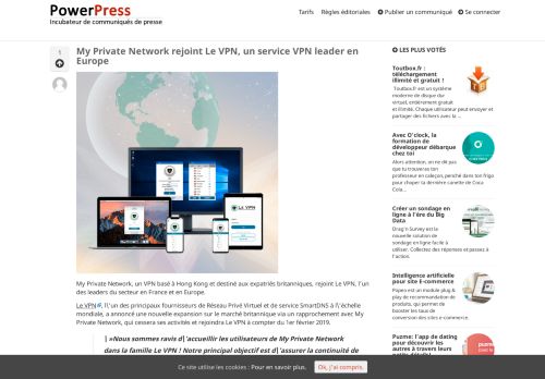 
                            9. My Private Network rejoint Le VPN, un service VPN leader en Europe