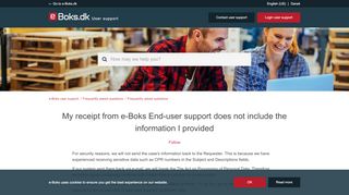 
                            6. My receipt from e-Boks End-user support does not include the ...