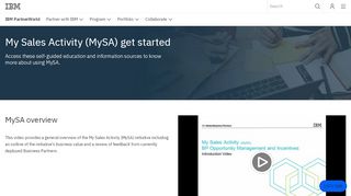 
                            3. My Sales Activity (MySA) - Get started | IBM PartnerWorld