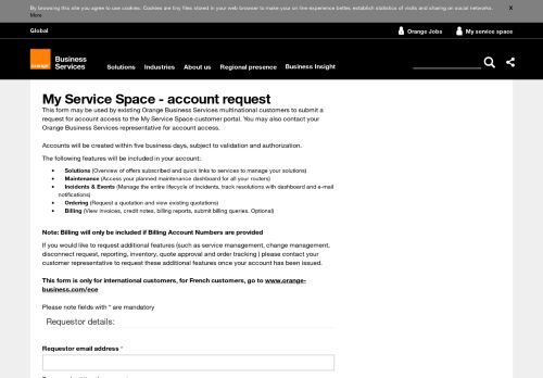 
                            3. My Service Space - account request | Orange Business Services