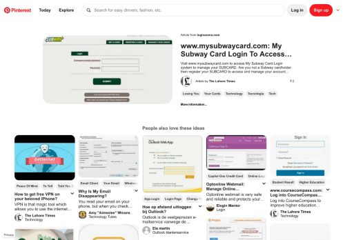 
                            6. My Subway Card Login To Access, Manage Your SUBCARD - Pinterest