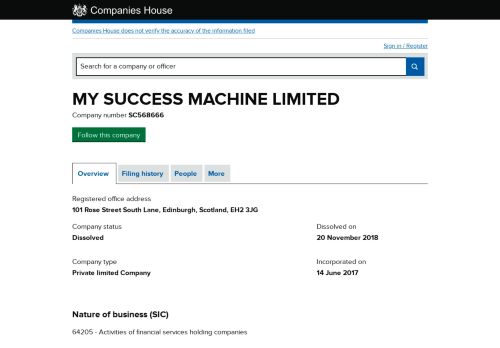 
                            2. MY SUCCESS MACHINE LIMITED - Overview (free ...