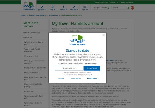 
                            5. My Tower Hamlets account