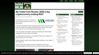 
                            6. My Trader Coin Review: $550 a day cryptocurrency trading ROI?