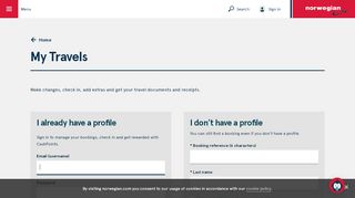 
                            1. My Travels: manage my bookings | Norwegian