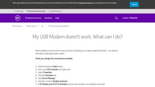 
                            12. My USB Modem doesn't work. What can I do? | BT Business