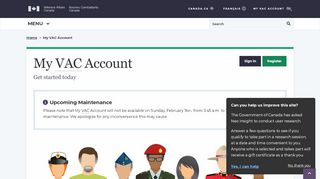 
                            9. My VAC Account - Veterans Affairs Canada