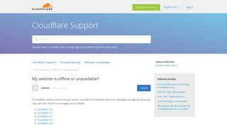
                            7. My website is offline or unavailable? – Cloudflare Support