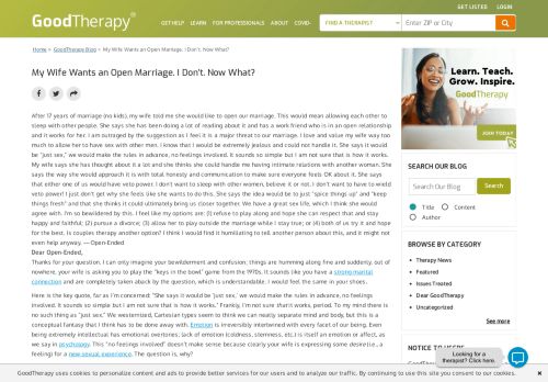 
                            12. My Wife Wants an Open Marriage. I Don't. Now What? - GoodTherapy