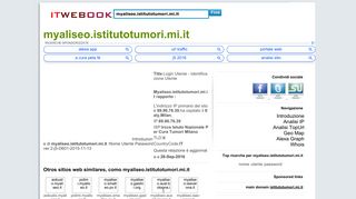 
                            5. myaliseo.istitutotumori.mi.it-Login Utente - Identificazione Utente