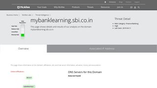 
                            8. mybanklearning.sbi.co.in - Domain - McAfee Labs Threat Center