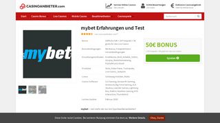 
                            6. mybet Casino Erfahrungen 2019 | 500% bis 50€ + 20 Freispiele