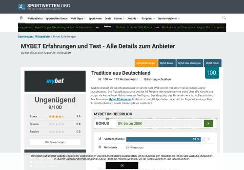 
                            10. Mybet Erfahrungen 2019 | Lese die Bewertungen von echten Kunden