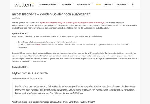 
                            9. mybet Insolvenz – Werden Spieler noch ausgezahlt? - Wetten