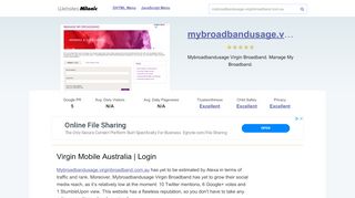 
                            9. Mybroadbandusage.virginbroadband.com.au website. Virgin Mobile ...