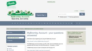 
                            7. MyBromley Account - your questions answered - Bromley Council