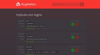 
                            6. mybrute.com passwords - BugMeNot