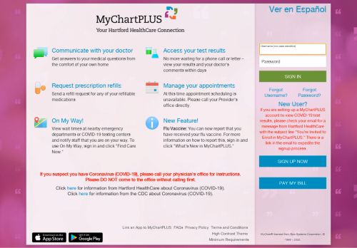 
                            7. MyChartPLUS - Login Page