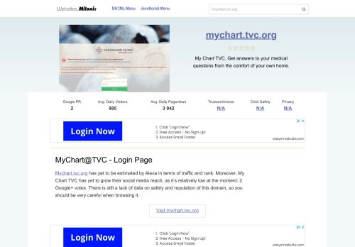 
                            11. Mychart.tvc.org website. MyChart - Application Error Page.