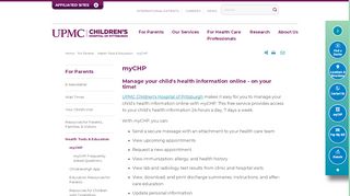 
                            10. myCHP - UPMC Children's Hospital of Pittsburgh