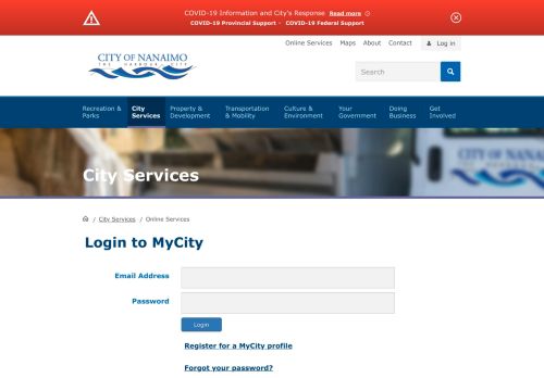 
                            8. MyCity Login - City of Nanaimo Secure Site