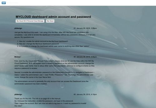 
                            9. MYCLOUD dashboard admin account and password - WD Community