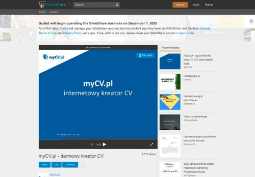 
                            8. myCV.pl - darmowy kreator CV - SlideShare