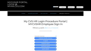 
                            9. MYCvsHR Portal LOGIN @ MYHR.CVS.COM - My CVS HR Sign in ...