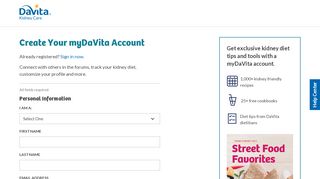 
                            4. myDaVita Registration Form | DaVita Kidney Care