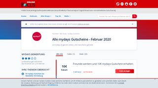 
                            13. mydays Gutscheine: 10€ Rabatt - Februar 2019 - Focus