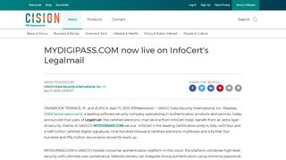 
                            7. MYDIGIPASS.COM now live on InfoCert's Legalmail - PR Newswire