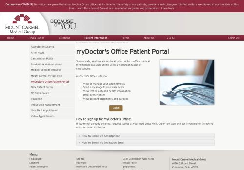 
                            6. myDoctor's Office Patient Portal - Mount Carmel Medical Group