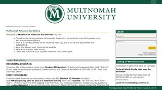 
                            8. (MyFinAid Financial Aid Online) Student Log In